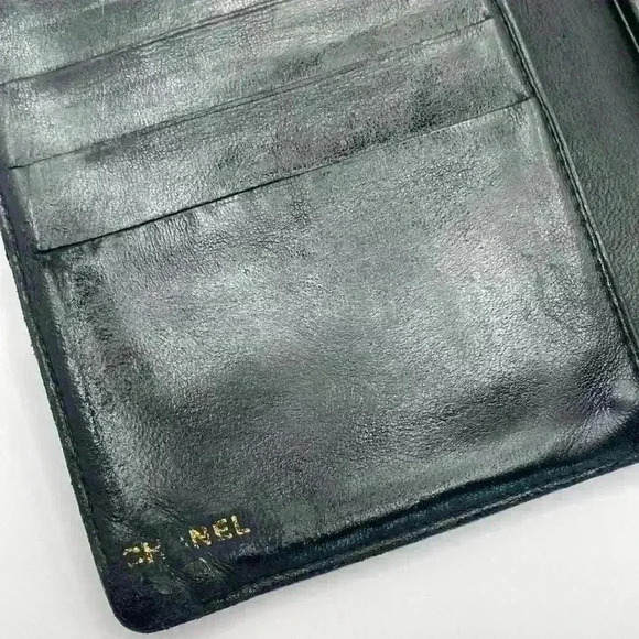 CHANEL CC Kisslock Caviar Bifold Snap Long Wallet Black Authentic - Picture 11 of 16